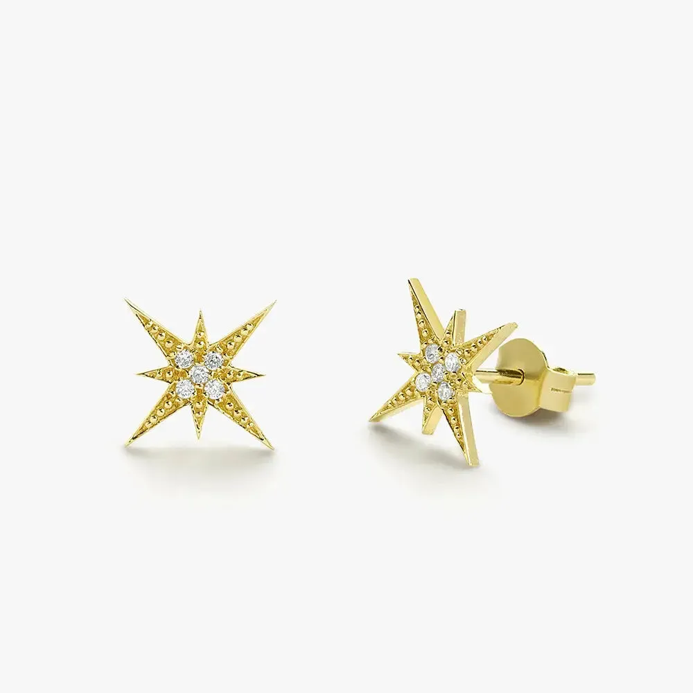 0.07CTW Starburst Diamond Earrings