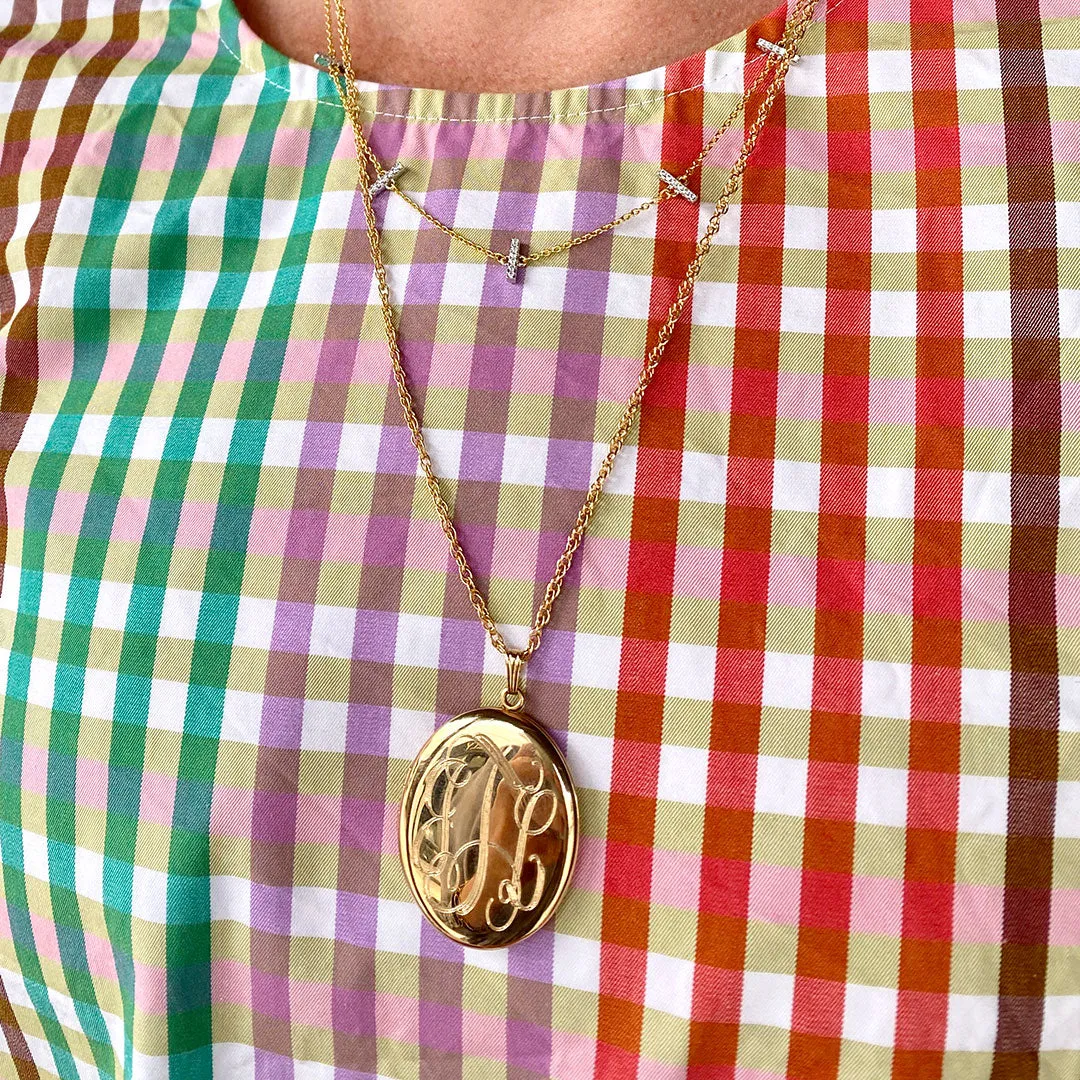 14K Gold Filled 30x38mm Oval Locket Necklace