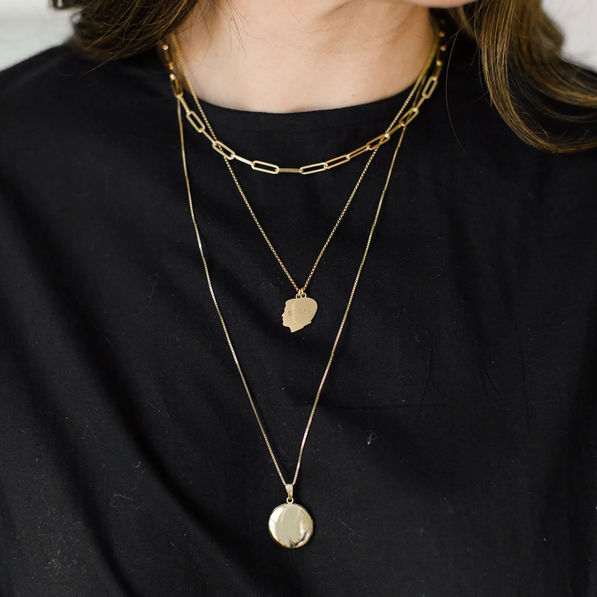 14k Solid Gold Medium Silhouette Locket