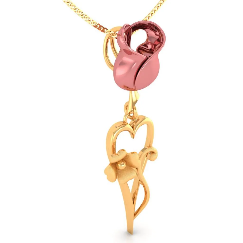 18k Yellow With Love Style Gold Pendant