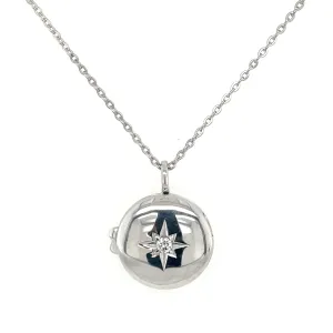 9ct White Gold Round Diamond Locket