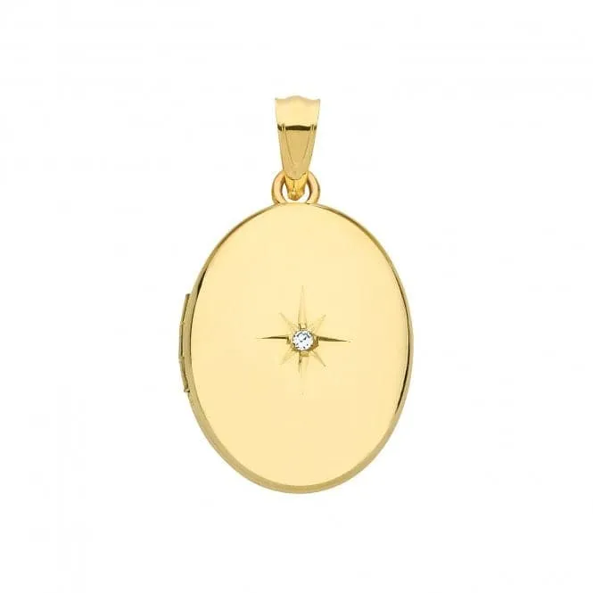 9ct Yellow Gold Oval Diamond Locket PN1082D