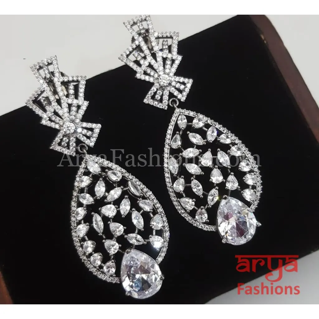 Aliza Pink, Mint Green Victorian Black Silver CZ Party Earrings
