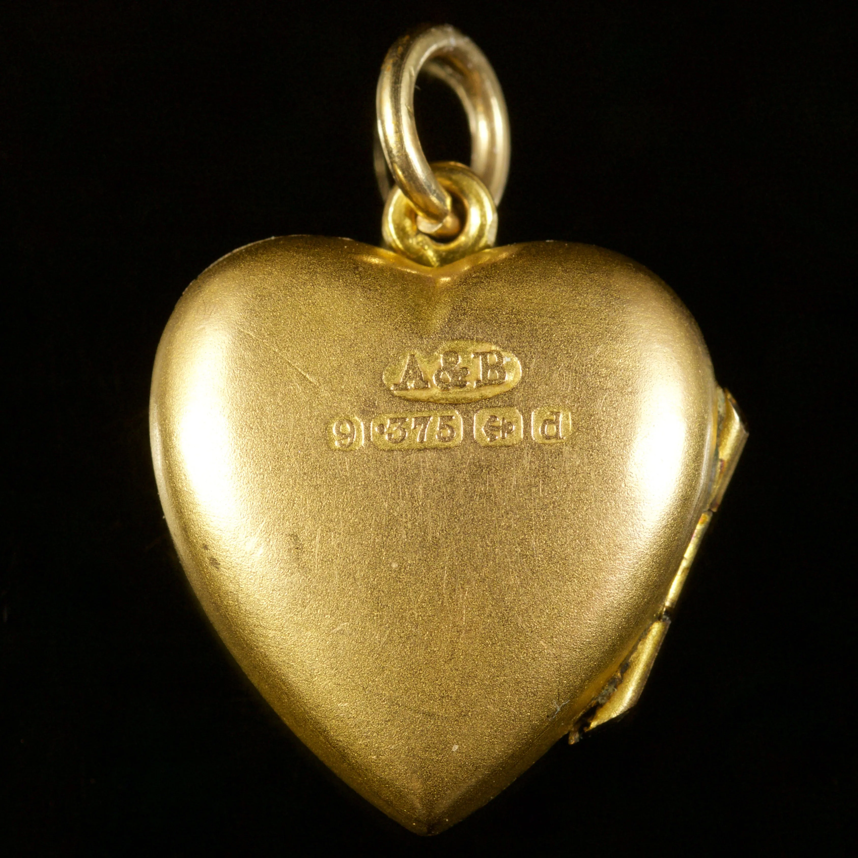 Antique Edwardian Heart Bird Locket 9Ct Gold Dated 1904