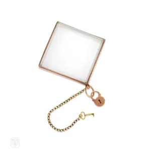 Antique square crystal locket pendant