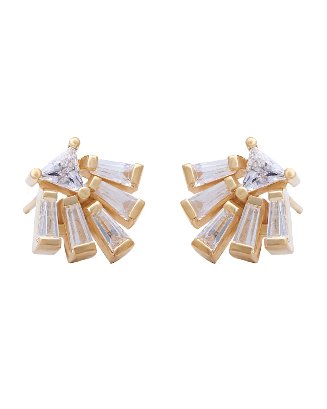Audrey Diamond Cluster Earrings with Tapered Baguette Natural Diamonds