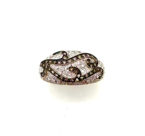 Champagne & White Diamond Swirl Ring