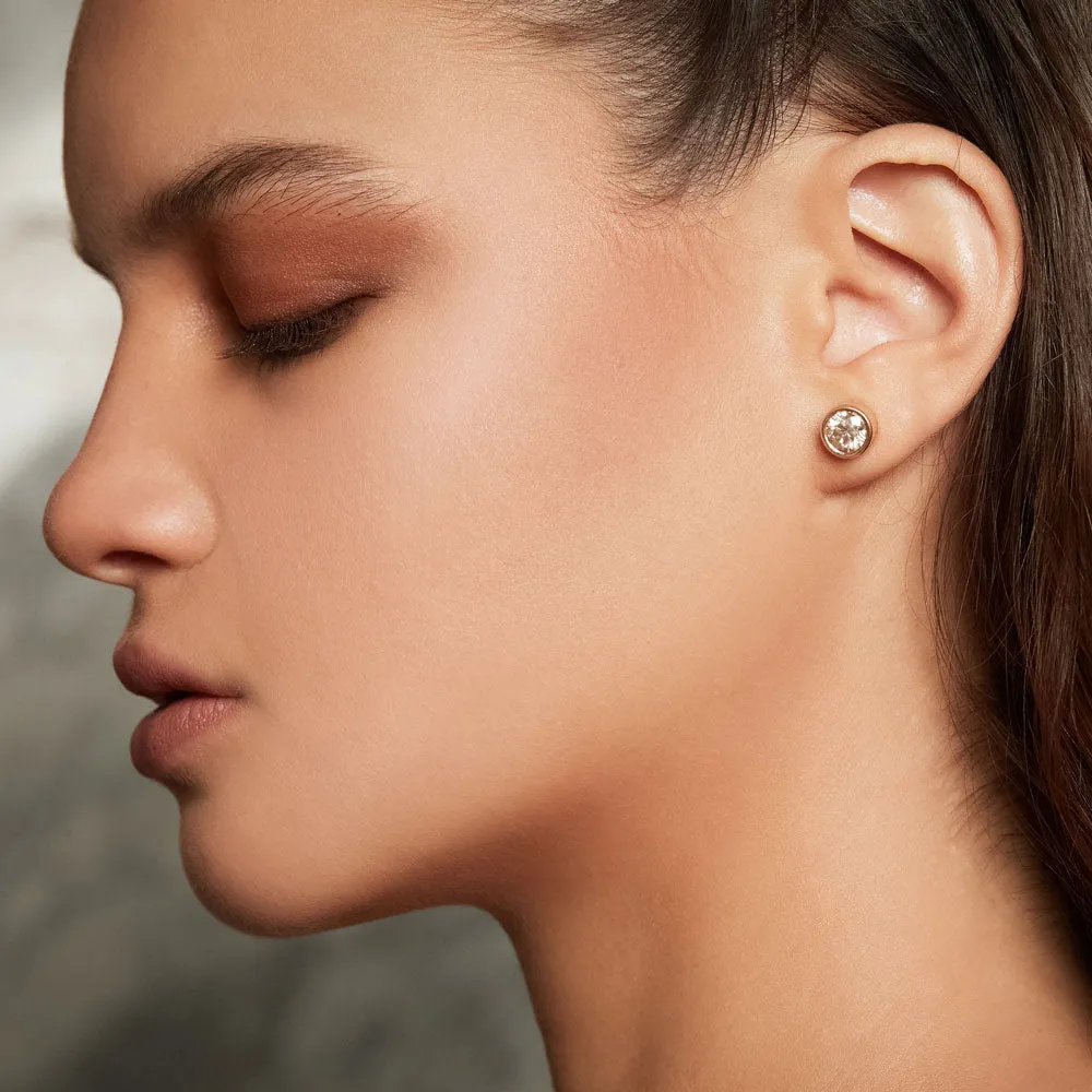 Champagne Diamond Bezel Set Earrings