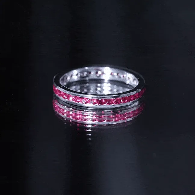 Channel Set Round Created Ruby Eternity Band Ring