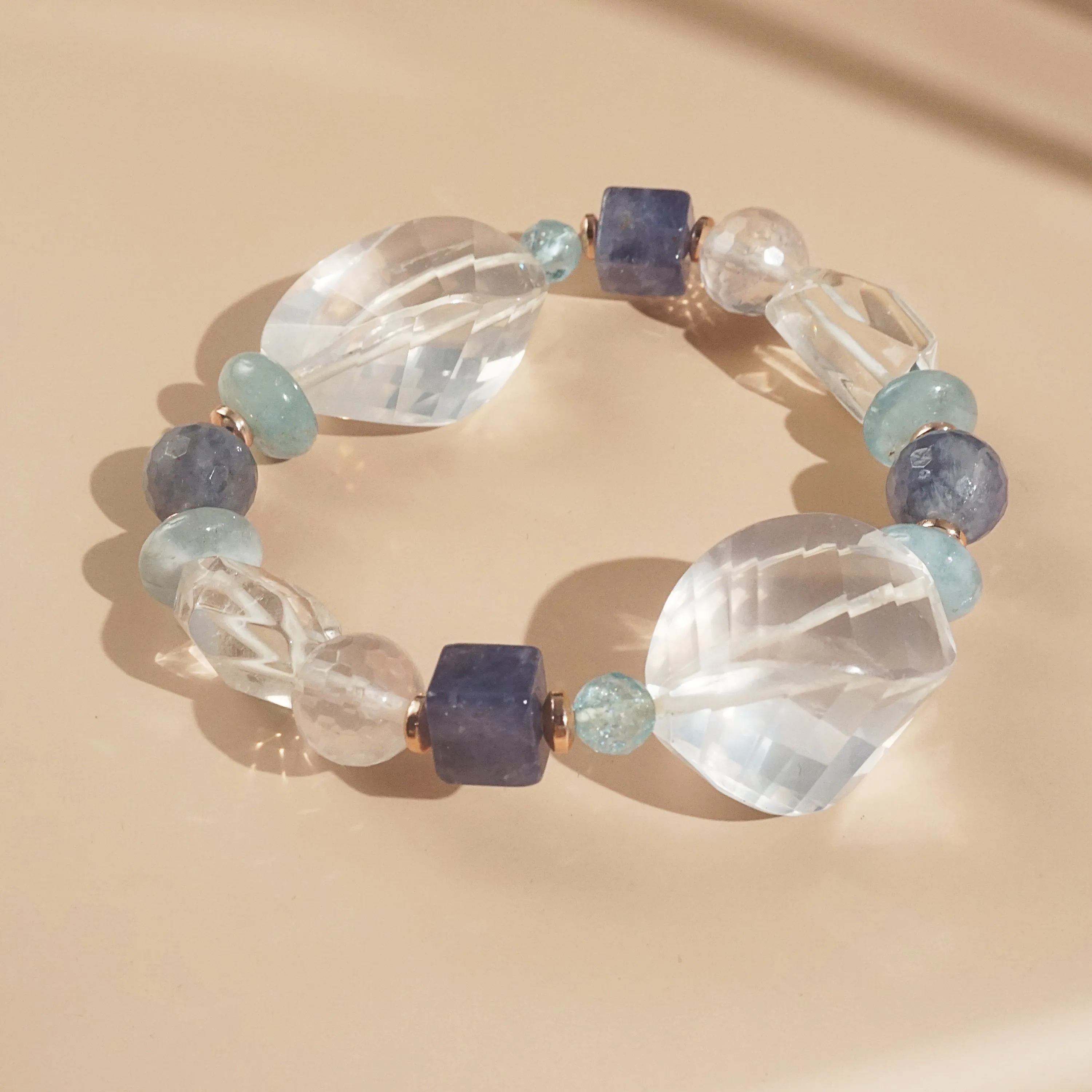 Clear Quartz, Aquamarine, and Iolite Mixed Gemstones