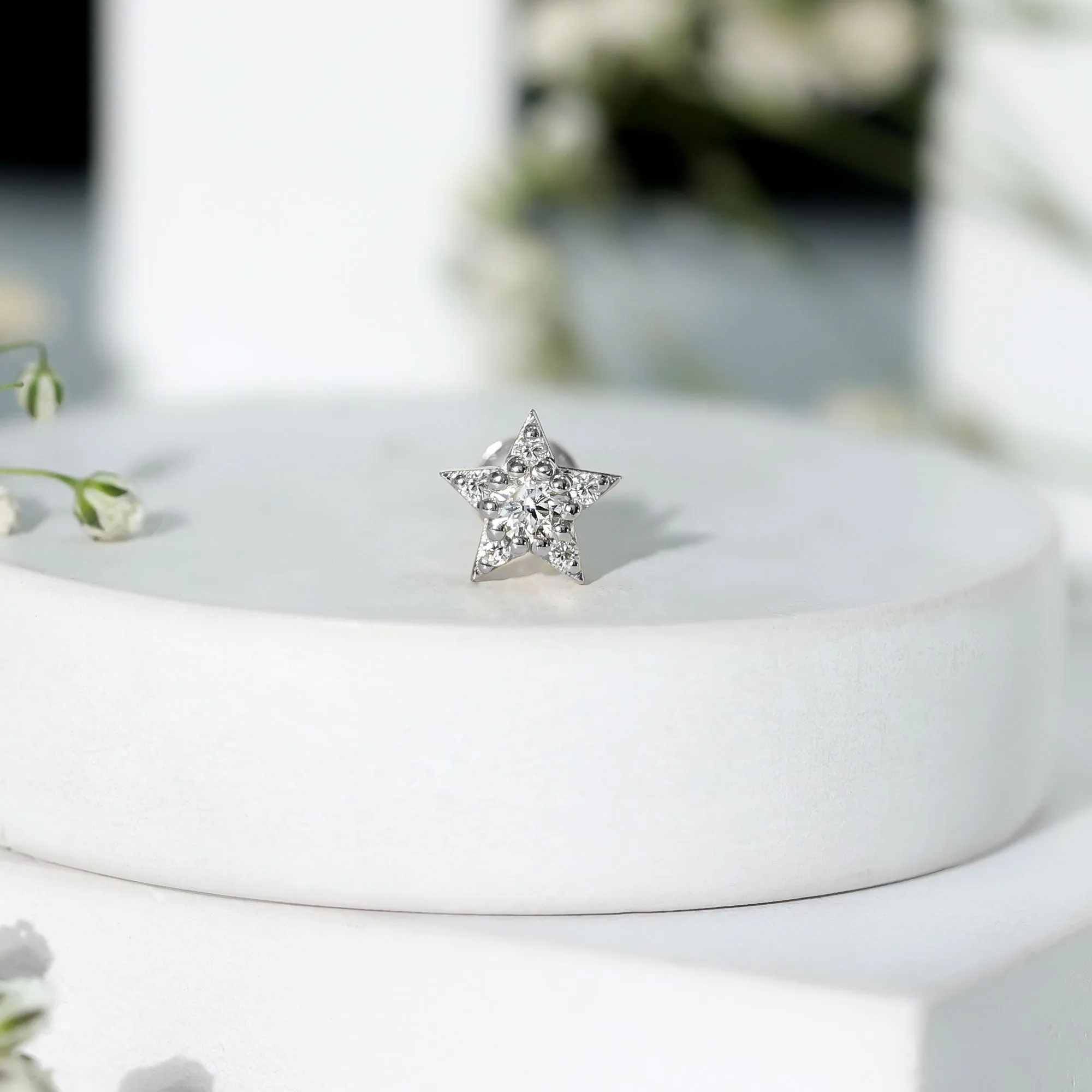 Dainty Certified Moissanite Star Cartilage Earring