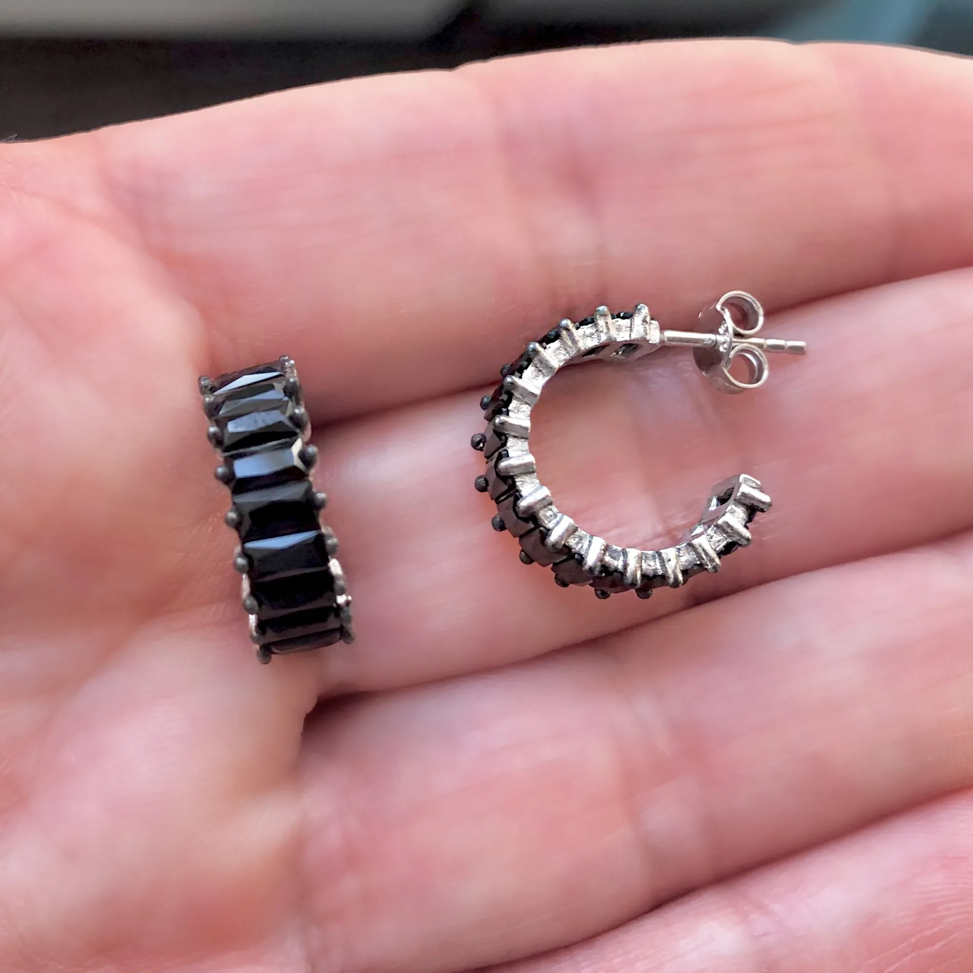 Earring with Princess Cut stones and Studed Clip