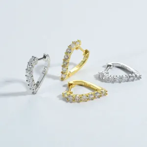 Inlaid Zircon 925 Sterling Silver Heart Earrings