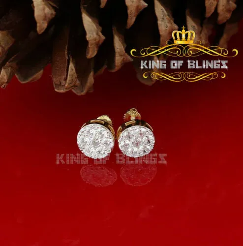 King of Bling's 2.76 ct Cubic Zirconia 925 Yellow Silver Women's & Men's Hip Hop Round Earrings