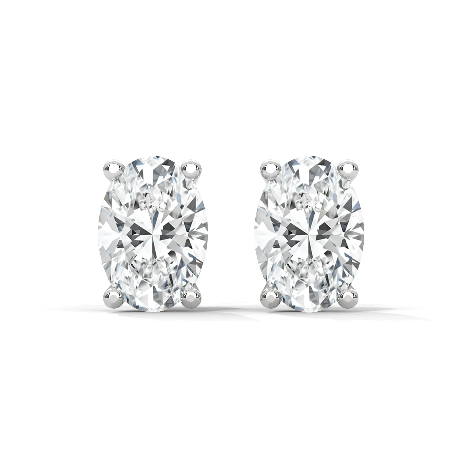 Oval Lab Grown Diamond Earrings | Push Back Stud Earrings | 14k Gold