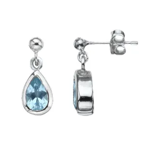 Silver Blue Topaz Drop Earrings