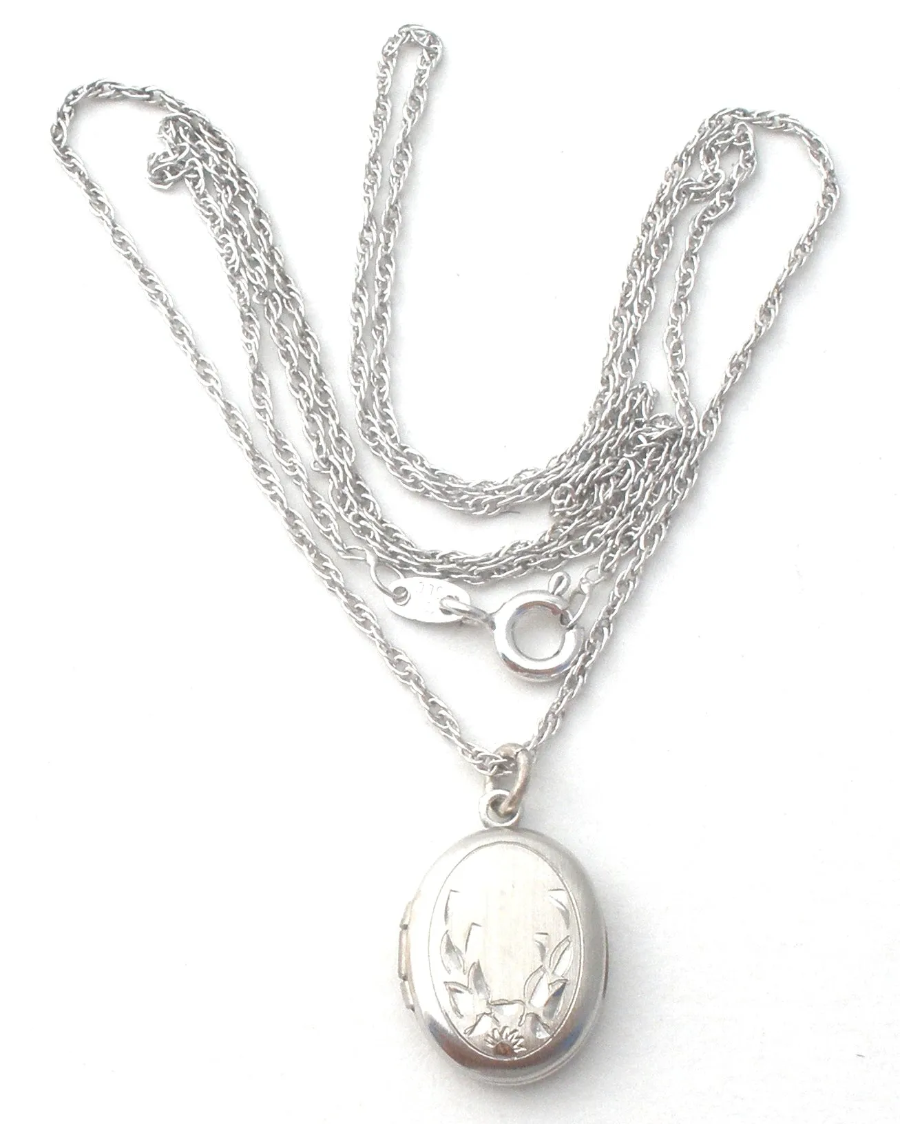 Small Locket Pendant Necklace Sterling Silver 18"