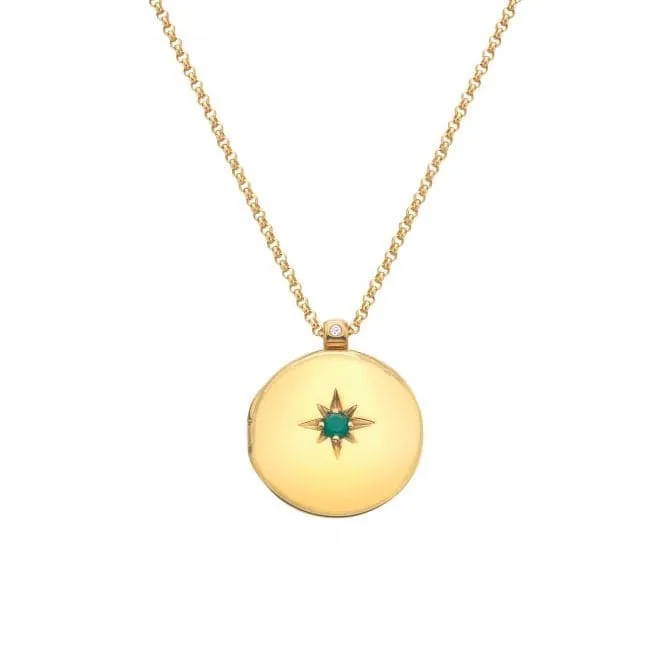 Starburst Locket Green Agate Necklace DP932