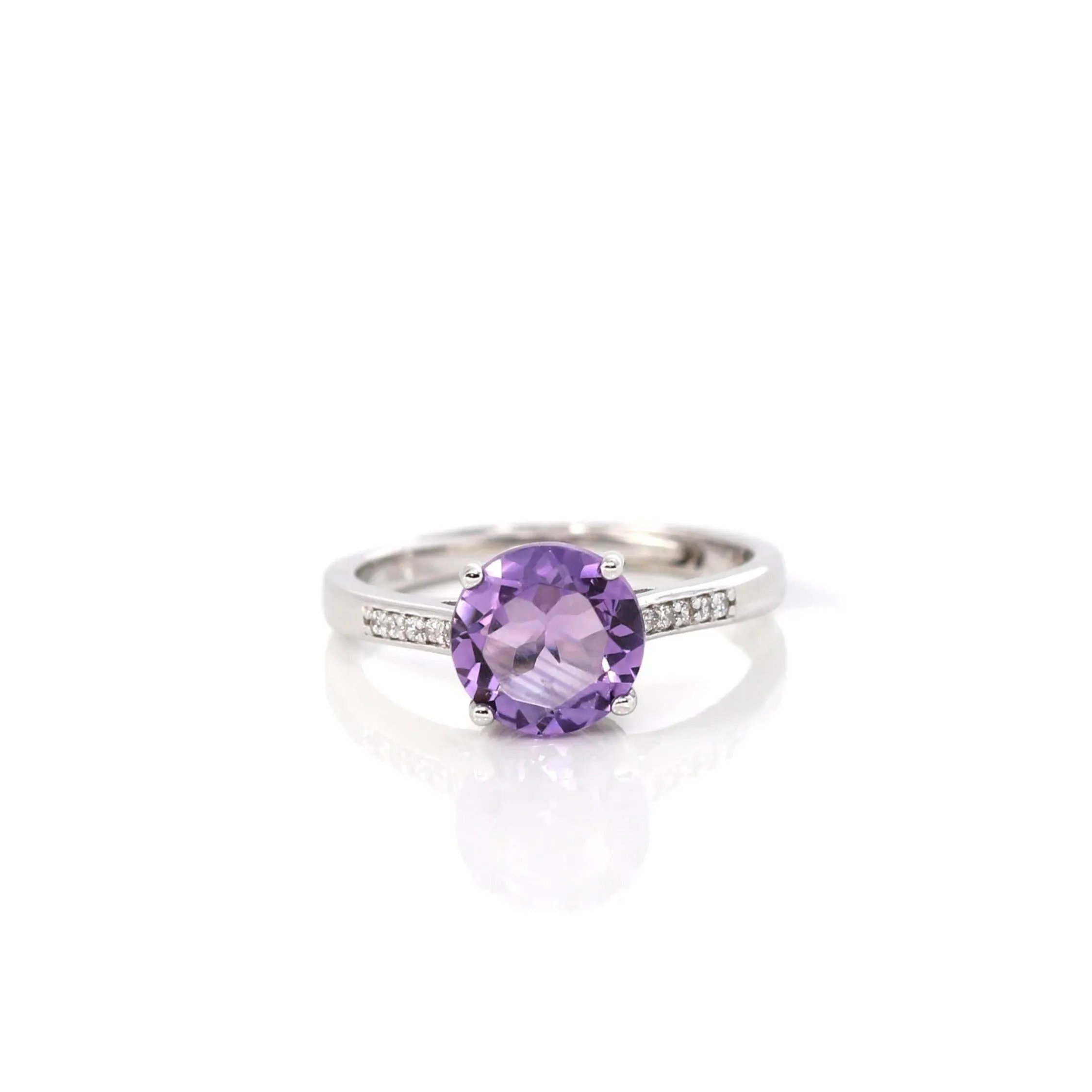 Sterling Silver Round Amethyst Ring