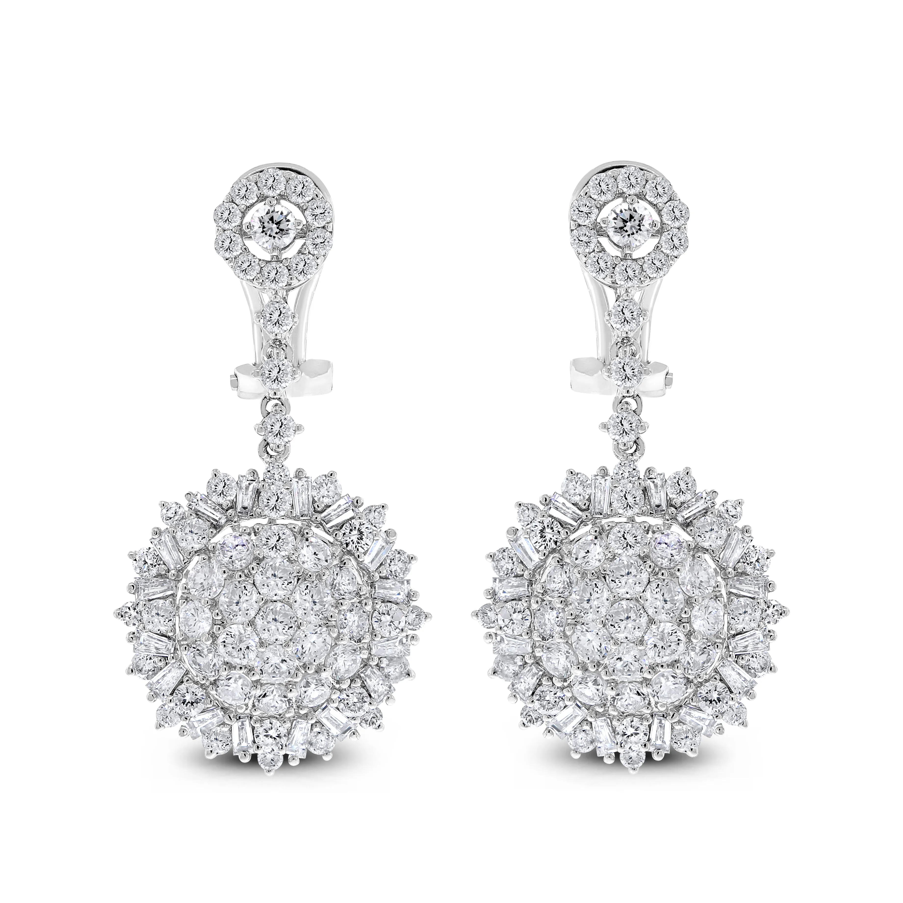 Sun Burst Earrings (3.92 ct Diamonds) in White Gold