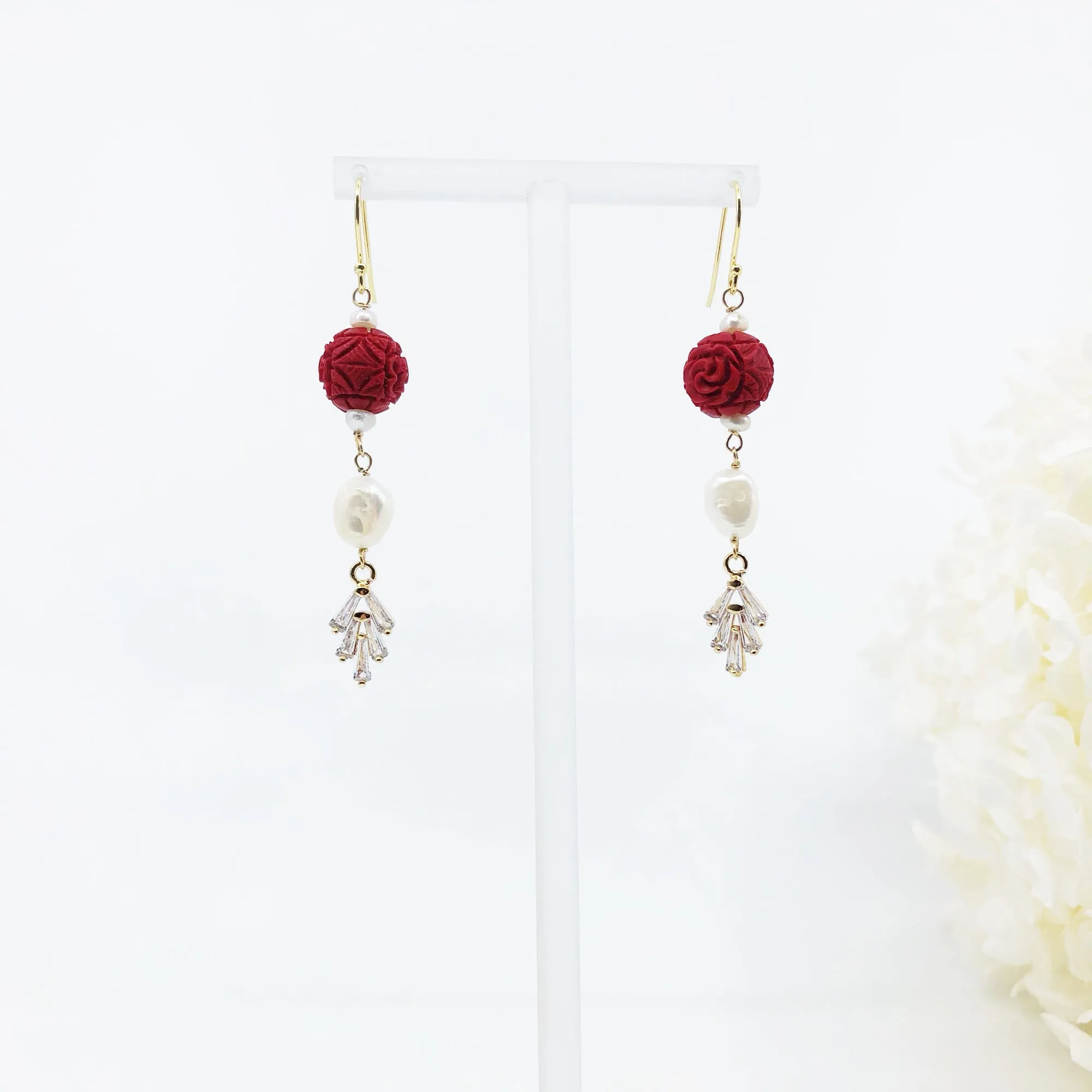 The Nine Cinnabar Necklace and Earrings Set
